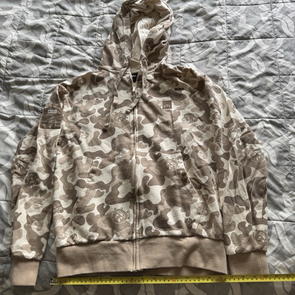 Bts Bt21 K-Pop New Hoodie Shooky Rare Tan Camo Authentic Bighit Adult Size Mediu